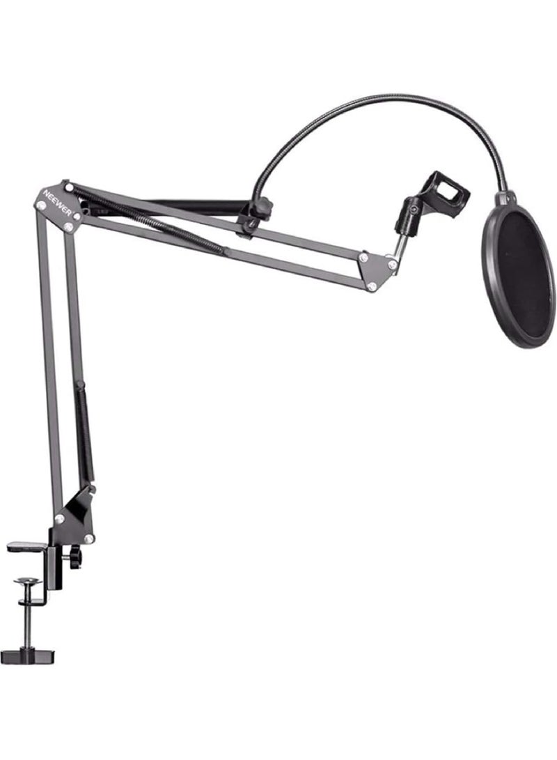 Professional Cardioid Studio Condenser Mic Include Adjustable Suspension Scissor Arm Stand, Shock Mount and Pop Filter for PC Karaoke,Gaming,Studio Recording & Broadcasting