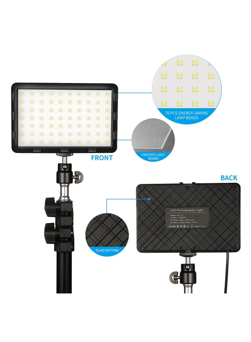 2 Pack Photography Video Lighting Kit LED Studio Streaming Lights 70 Beads Color Filter for Camera Photo Desktop Computer Conference Game Stream Portrait Shooting