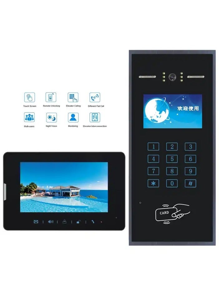 7 inch Door Bell wifi Touch Screen Multi Apartment Video Door Phone Building Audio Video Intercom System for Apartments