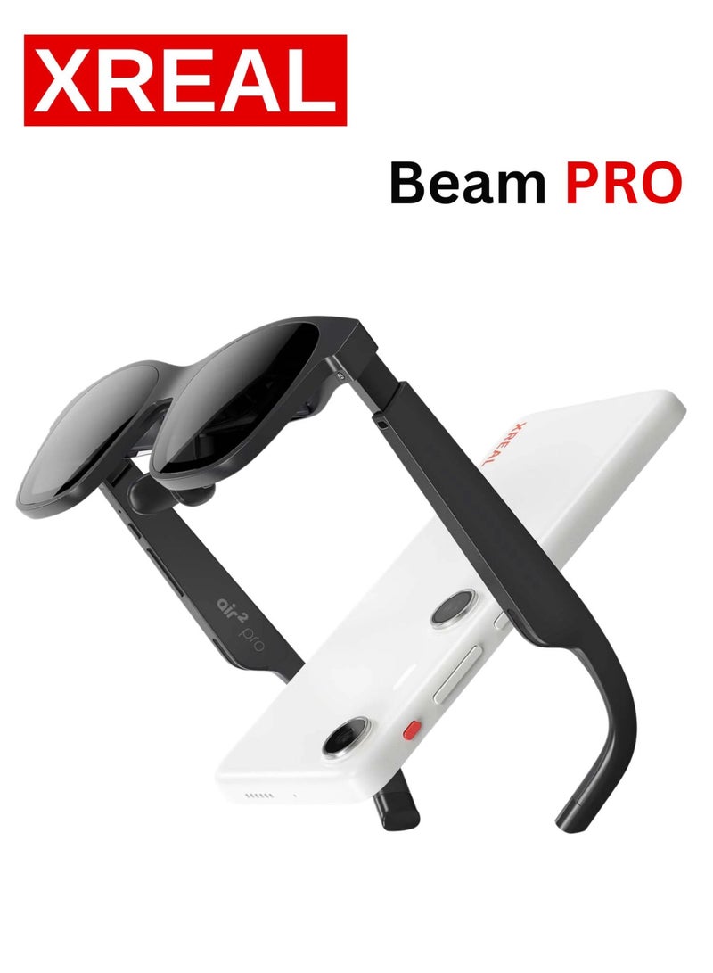 XREAL Beam Pro, The AR Glasses Spatial Computing Companion, 3D Cameras, Android 14, Supports All Google Play Store apps, Multiple Spatial Experiences for Movies, TV and Gaming, FHD 1080p (8G+256G)