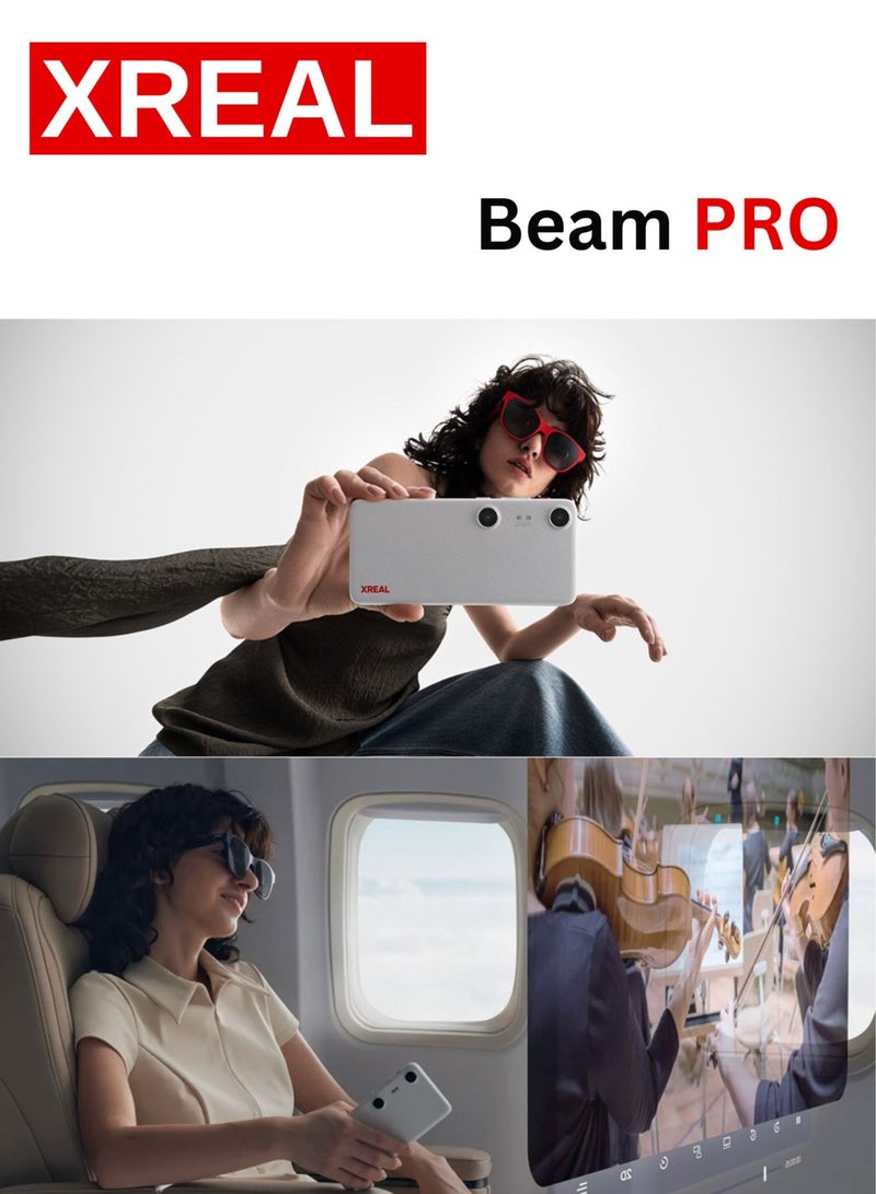 XREAL Beam Pro, The AR Glasses Spatial Computing Companion, 3D Cameras, Android 14, Supports All Google Play Store apps, Multiple Spatial Experiences for Movies, TV and Gaming, FHD 1080p (8G+256G)