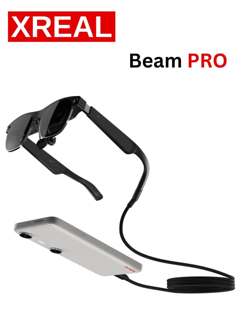 XREAL Beam Pro, The AR Glasses Spatial Computing Companion, 3D Cameras, Android 14, Supports All Google Play Store apps, Multiple Spatial Experiences for Movies, TV and Gaming, FHD 1080p (8G+256G)