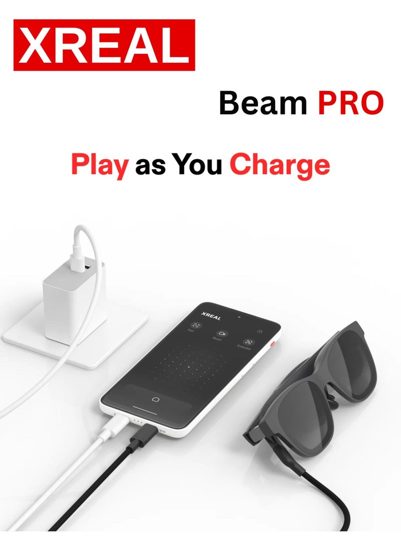 XREAL Beam Pro, The AR Glasses Spatial Computing Companion, 3D Cameras, Android 14, Supports All Google Play Store apps, Multiple Spatial Experiences for Movies, TV and Gaming, FHD 1080p (8G+256G)