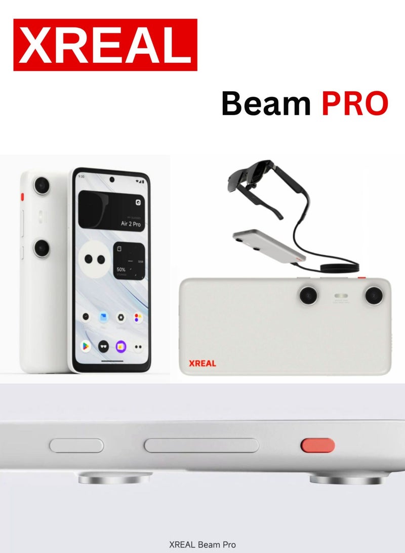 XREAL Beam Pro, The AR Glasses Spatial Computing Companion, 3D Cameras, Android 14, Supports All Google Play Store apps, Multiple Spatial Experiences for Movies, TV and Gaming, FHD 1080p (8G+256G)