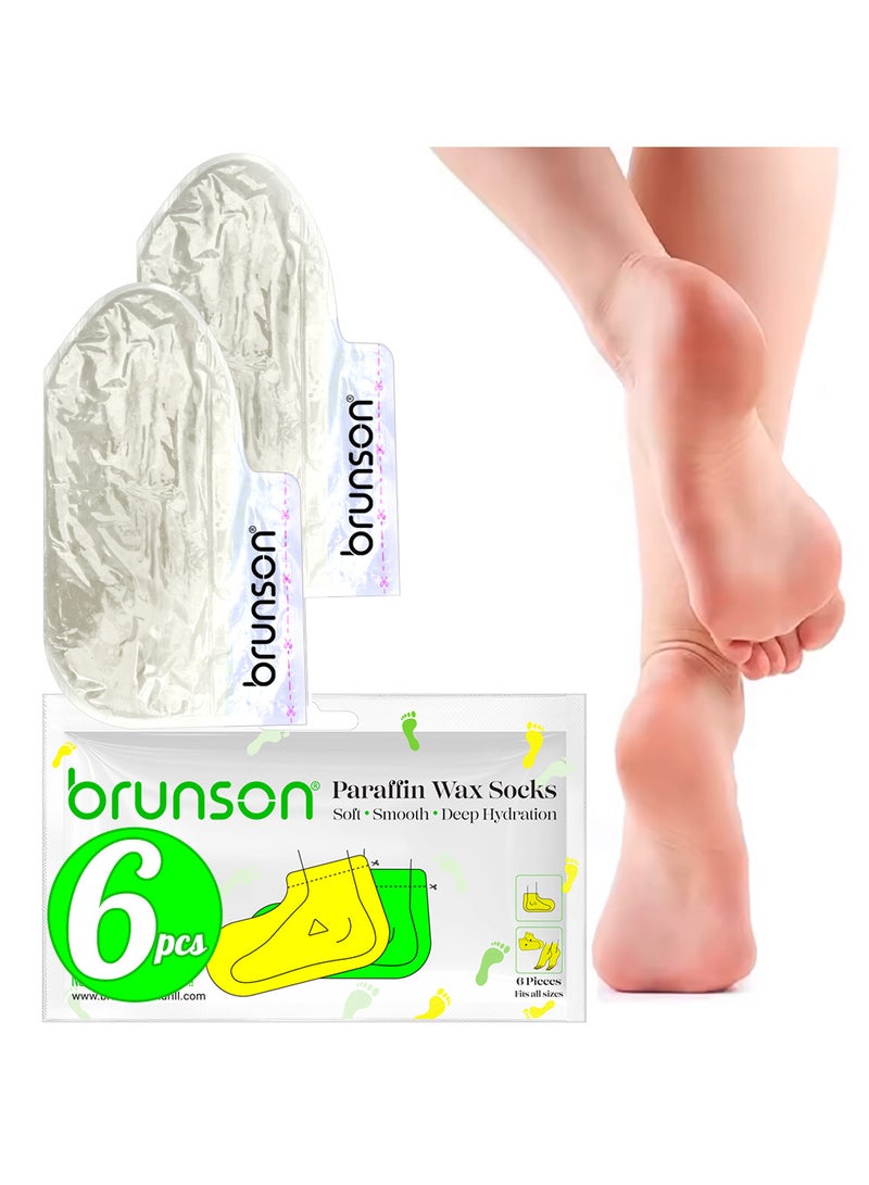 Brunson Paraffin Wax Socks Disposable Foot Moisturizing Spa Socks for Cracked Heels Dry Skin Pedicure Paraffin Therapy 6pcs Feet Wax Care Soft Hydrating Foot Bags for Deep moisturization