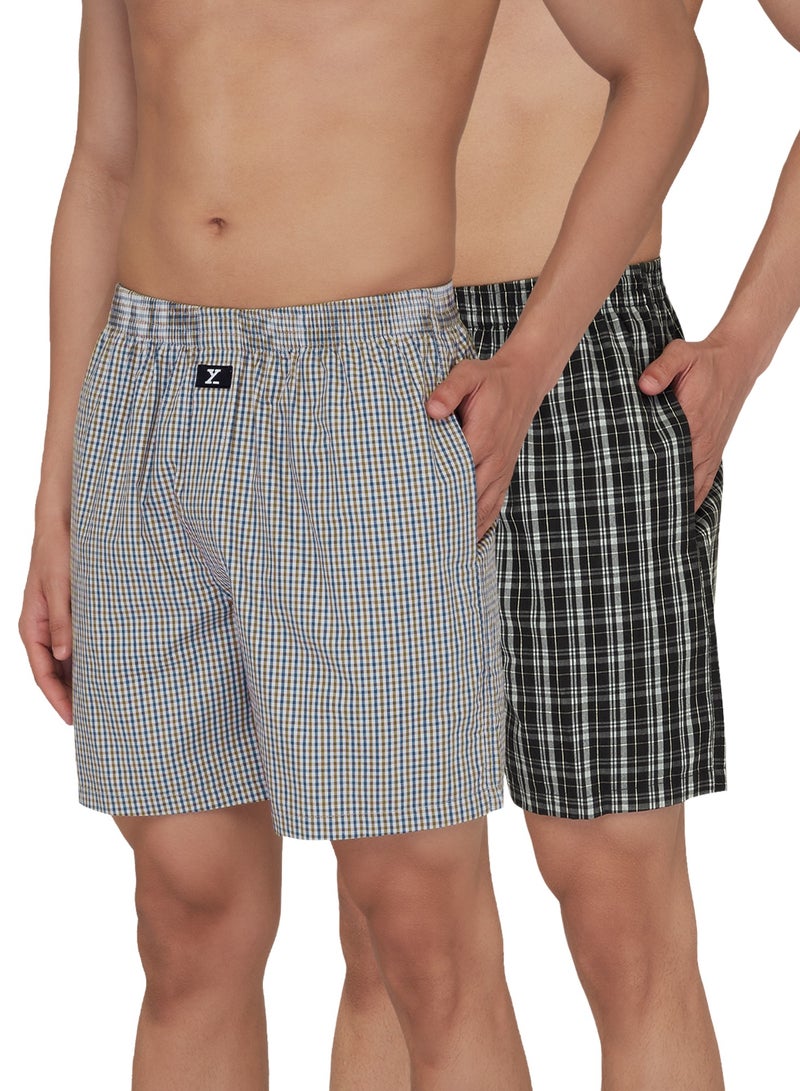 IntelliEaze Super Combed Cotton Boxer Shorts for mens pack of 2