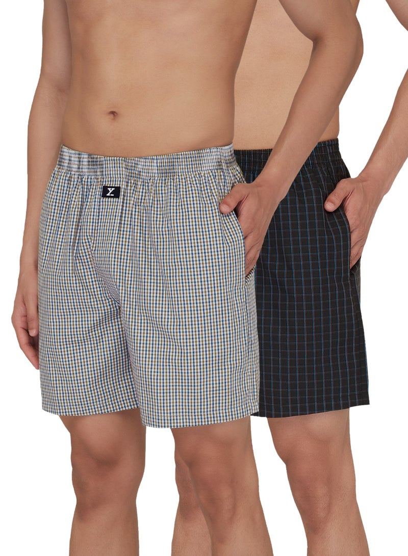 IntelliEaze Super Combed Cotton Boxer Shorts for mens pack of 2