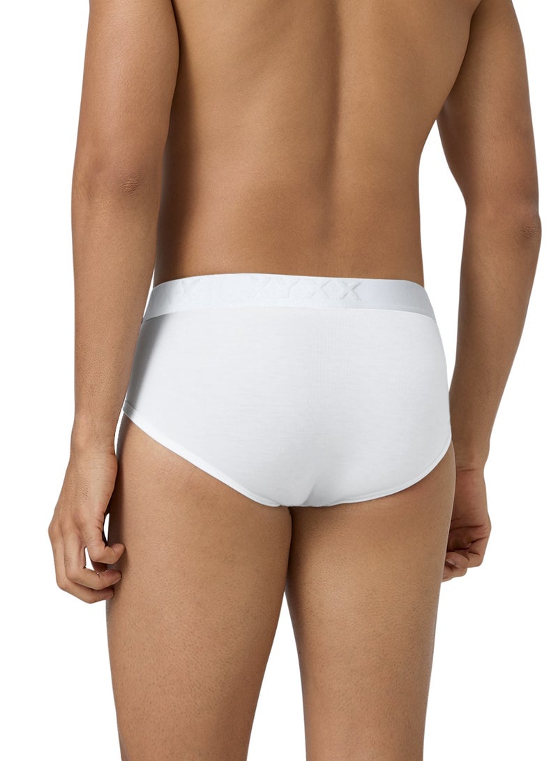 Men's Ace Micromodal Solid Antimicrobial Briefs Stretchable Breathable White Underwear With No Marks Waistband (Pack of 3)