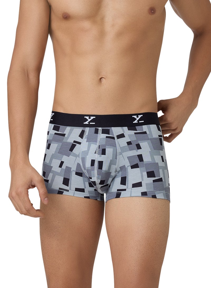 Pack of 3 Men's Shuffle Micromodal Regular Fit Printed Antimicrobial Trunks