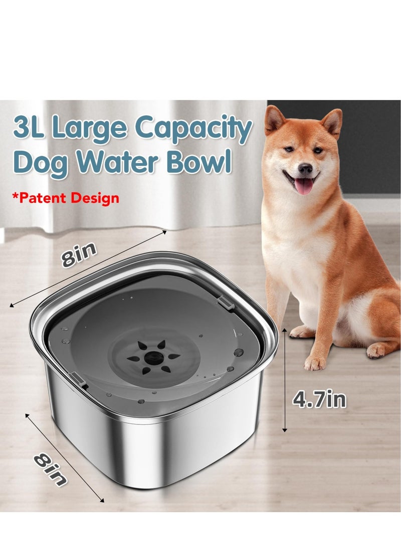 Dog Water Bowl, Large Capacity Dog Food Water, No Splash Water Bowl with Non-Slip Mat, Slow Water Bowl, Suitable for Dogs, Cats (3 L)