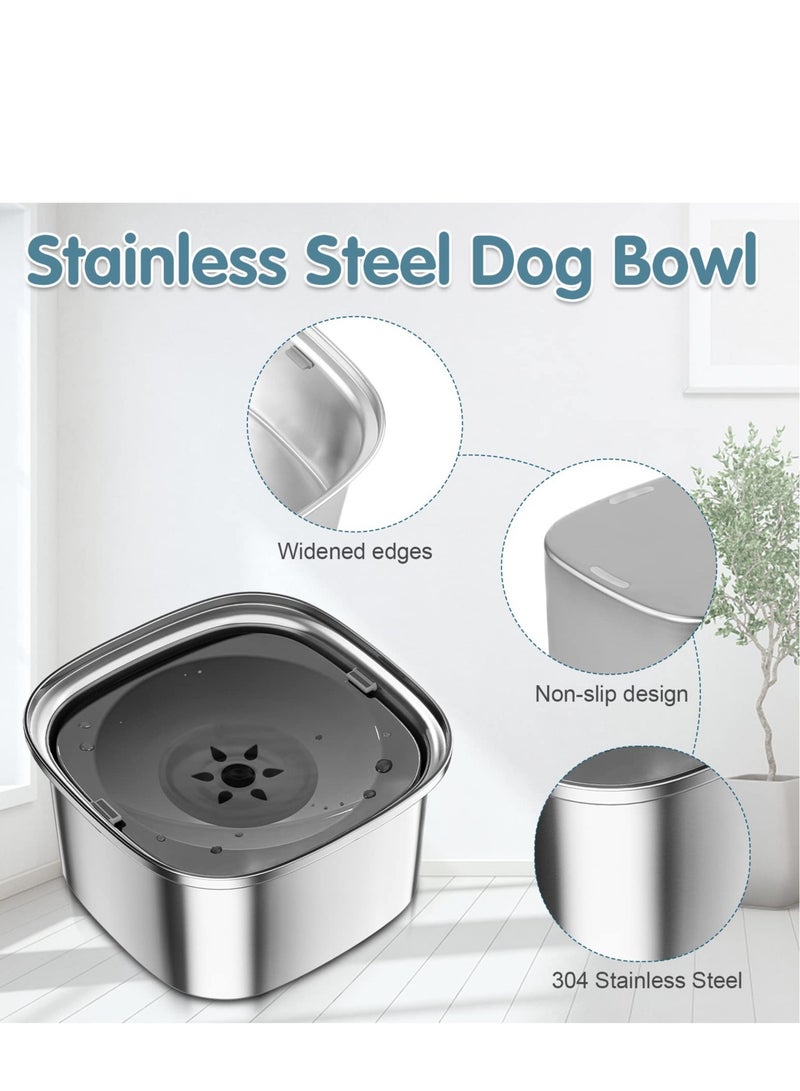 Dog Water Bowl, Large Capacity Dog Food Water, No Splash Water Bowl with Non-Slip Mat, Slow Water Bowl, Suitable for Dogs, Cats (3 L)