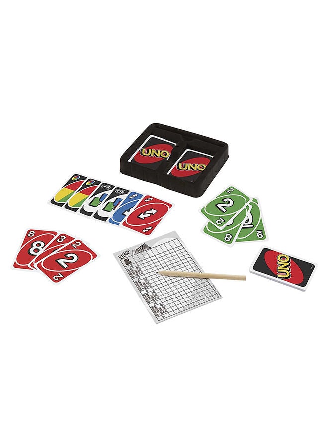 Original UNO Deluxe Classic Card Game - 112-Card Deck with Action Cards, Scoring Pad & Tin, for 2-10 Players, Ages 7+