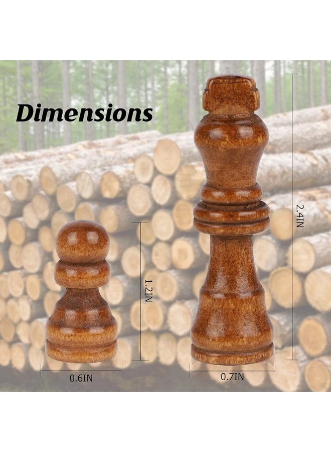 Juegoal 2 Pack Wooden Chess Pieces Only, 32 Pieces Each Wood Chessmen Pieces, 2.4 Inch King Figures Chess Game Pawns Figurine Pieces, Replacement of Missing Piece, Includes Storage Bag