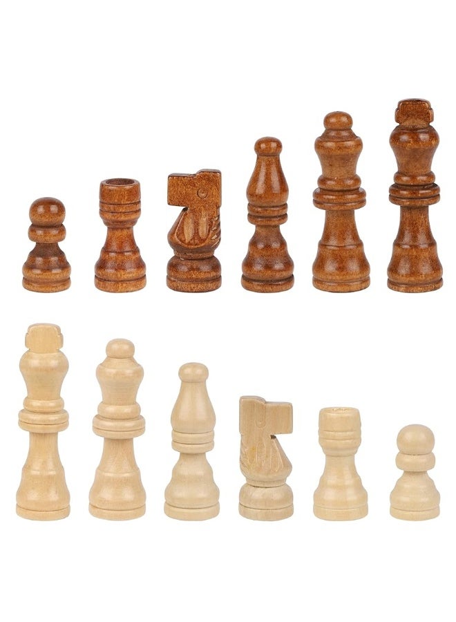 Juegoal 2 Pack Wooden Chess Pieces Only, 32 Pieces Each Wood Chessmen Pieces, 2.4 Inch King Figures Chess Game Pawns Figurine Pieces, Replacement of Missing Piece, Includes Storage Bag