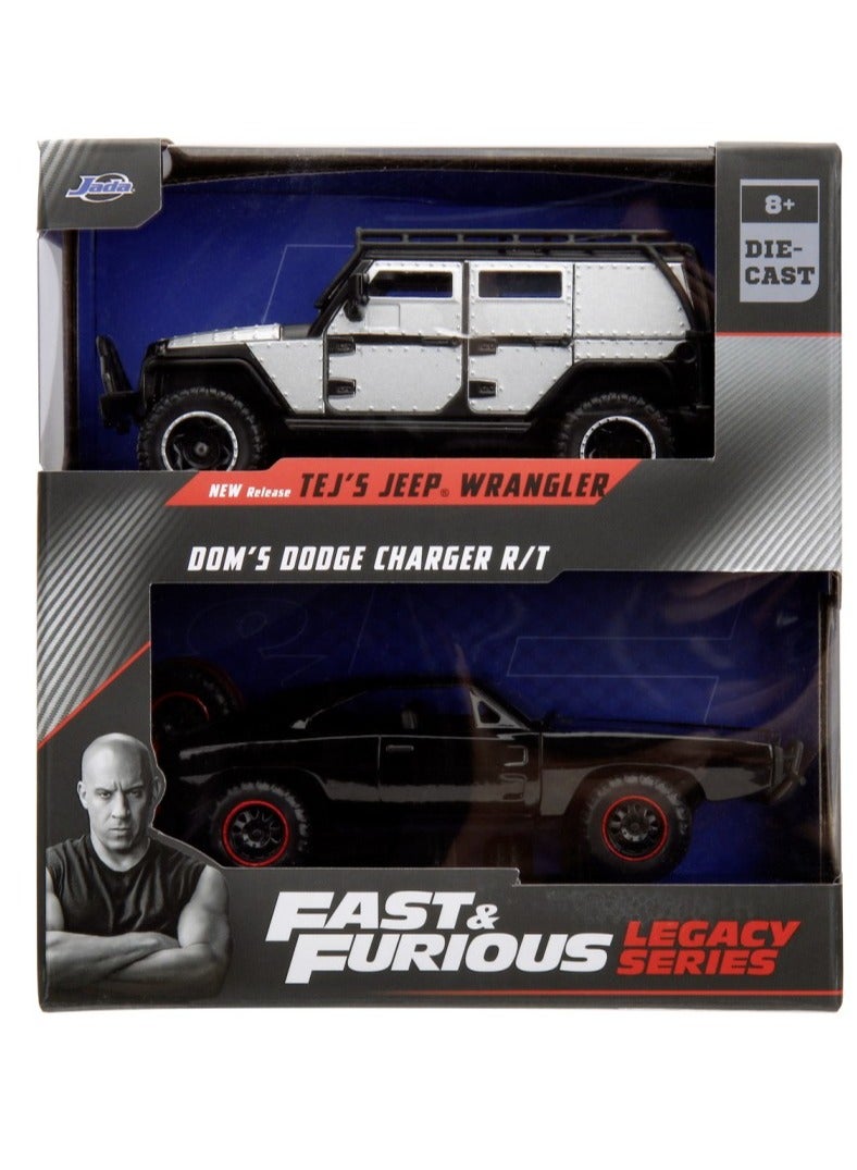 Fast And Furious Legacy Series Tej's Jeep Wrangler and Doms Charger R/T