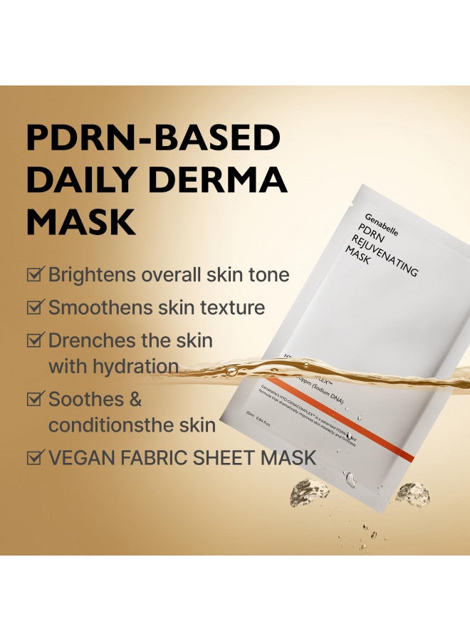 Genabelle PDRN Rejuvenating Mask Sheet - Lightweight Brightening & Toning Mask Sheet wth PDRN, Niacinamide, Hyaluronic Acid, To Deeply Hydrate, Cool, and Visibly Plump the Skin, 0.84 fl oz* 5ea