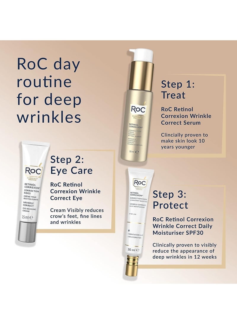 Retinol Correxion Wrinkle Correct Face Serum Daily Anti Wrinkle and Aging Treatment Visible Wrinkle Reduction Formula Pure RoC Retinol with Ascorbic Acid 30 ml