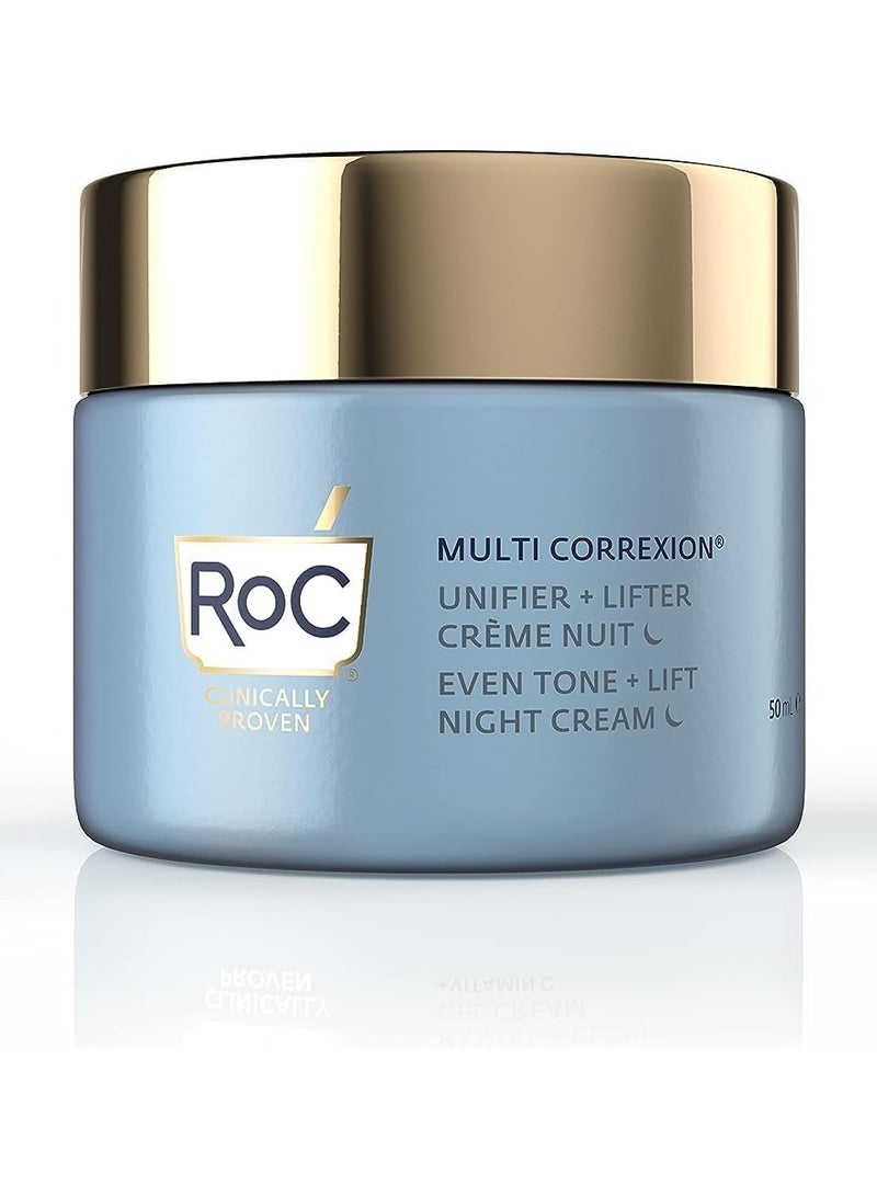 Multi Correxion Even Tone Lift Night Cream Anti Wrinkle and Anti Aging Hydration and Renewal Skincare with Hexyl R Complex Technology 50 ml