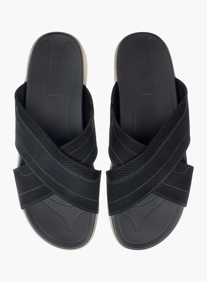 Men Stitch Detail Slip-On Cross-Strap Sandals