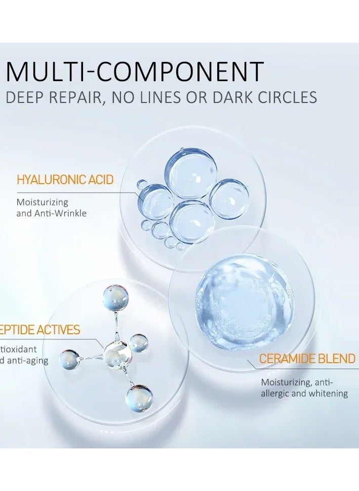 Peptide Eye Bags Eye Cream Anti Dark Circle Hyaluronic Acid Wrinkle Removal Cream with Roller Massager for Skin Care