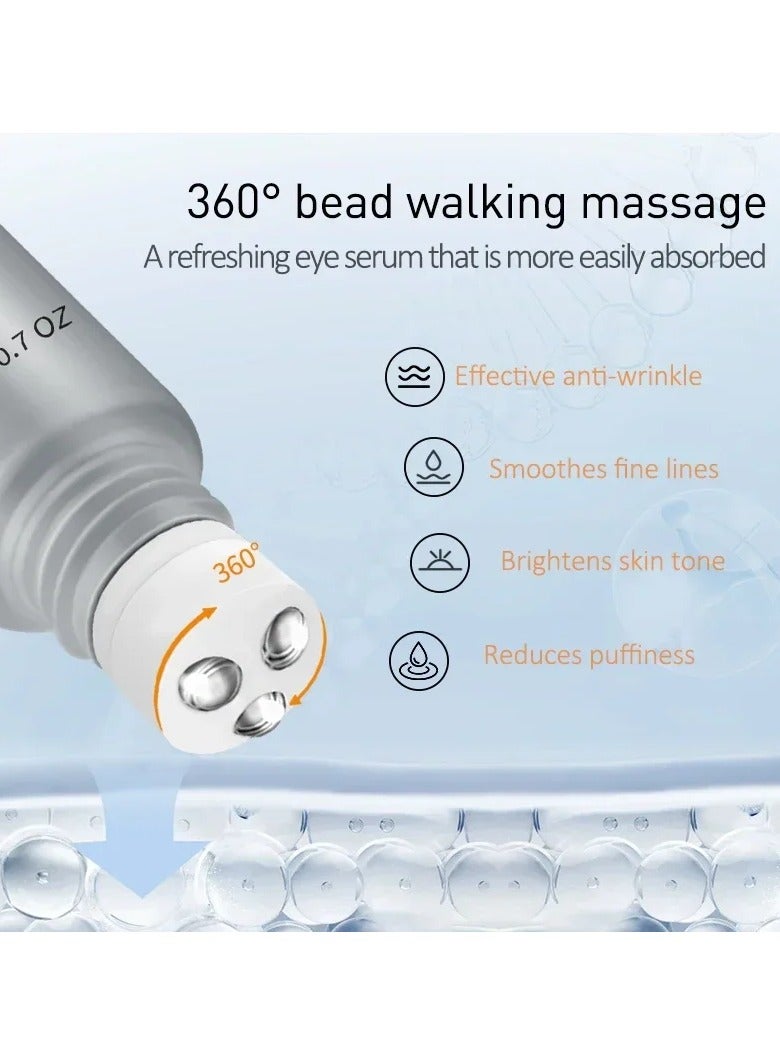 Peptide Eye Bags Eye Cream Anti Dark Circle Hyaluronic Acid Wrinkle Removal Cream with Roller Massager for Skin Care