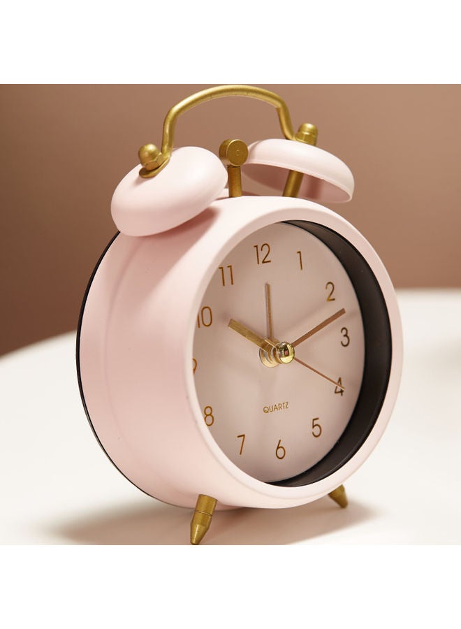 Round Table Clock With Alarm Bell Pink