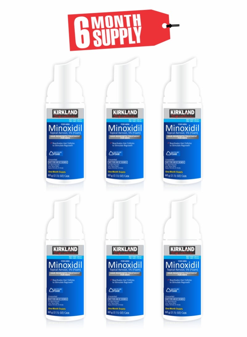 Minoxidil Blue Foam - Reactivate Hair Follicles for Enhanced Growth Pack of 6