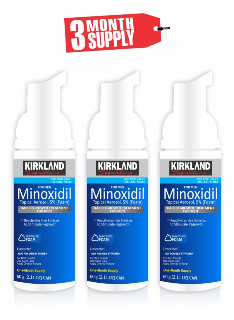 Minoxidil Blue Foam - Reactivate Hair Follicles for Enhanced Growth Pack of 3