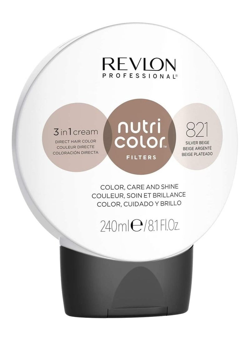 Revlon Professional Nutri Color Filters, Semi-Permanent Toning Hair Color, 821 Silver Beige, 240 Ml