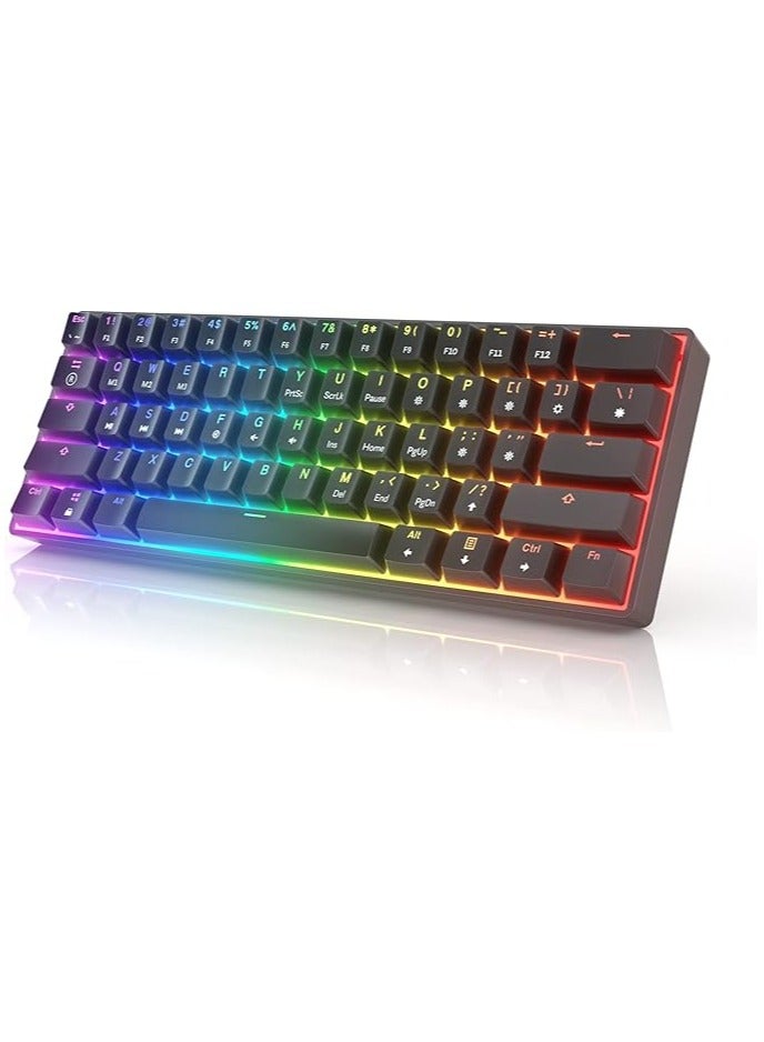 Mechanical Gaming Keyboard - 61 Keys Multi Color RGB Illuminated LED Backlit Wired Programmable for PC/Mac Gamer Tactile (Gateron Optical Brown)