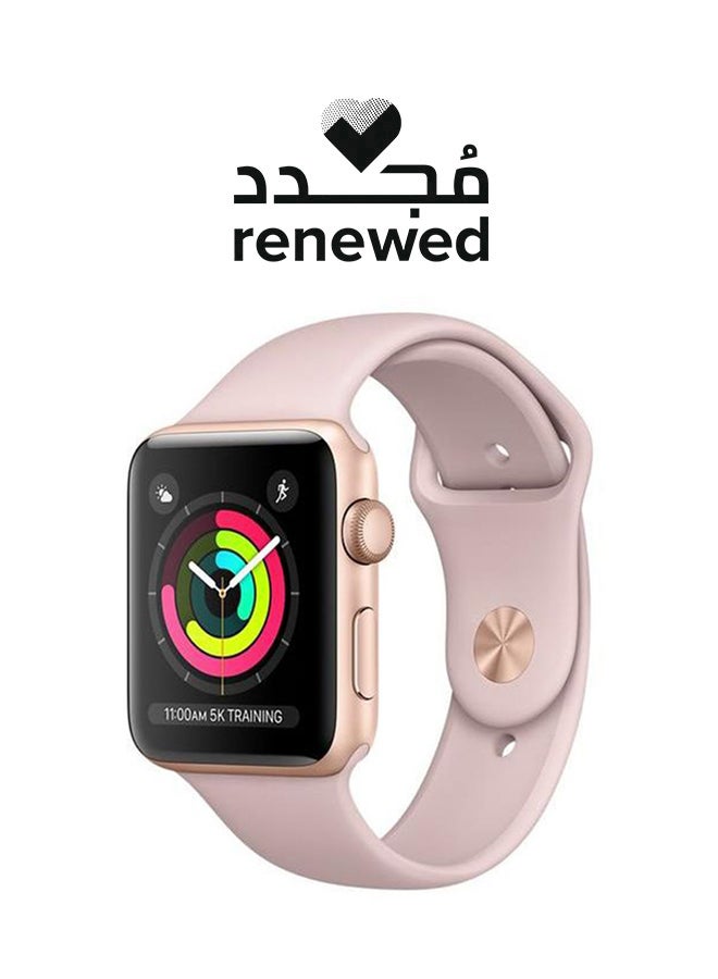 Renewed - Watch Series 3 38mm Gold Aluminium Case With Pink Sand Sport Band