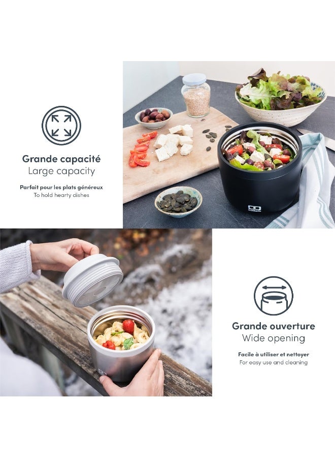 monbento - MB Element Silver Grey Insulated Lunch Box - Leakproof and Insulated Container Keeps Food hot/Cold - BPA Free - Food Grade Safe