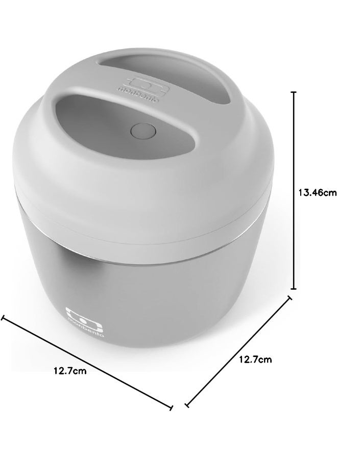 monbento - MB Element Silver Grey Insulated Lunch Box - Leakproof and Insulated Container Keeps Food hot/Cold - BPA Free - Food Grade Safe