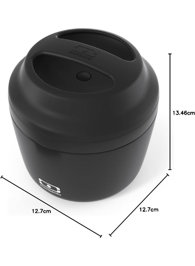 monbento - MB Element Black Onyx Insulated Lunch Box - Leakproof and Insulated Container Keeps Food hot/Cold - BPA Free - Food Grade Safe