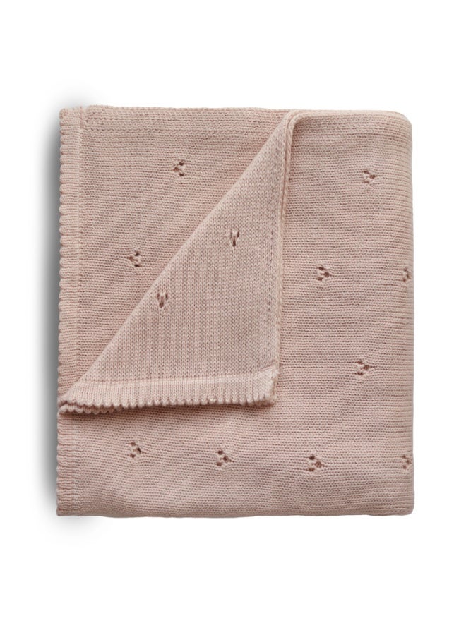 Knitted Baby Blanket Pointelle Blush