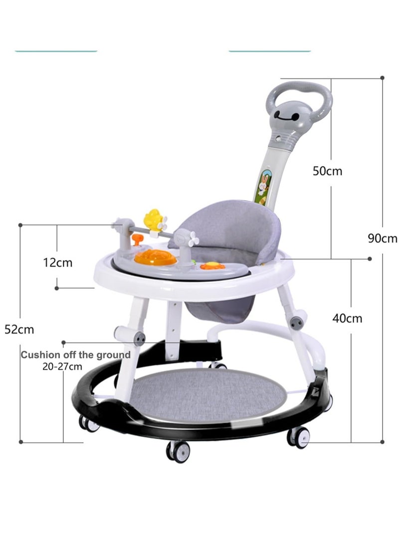 Baby Walkers for Boys Girls with 6 Wheels Foldable Walker Music Box Awning Foldable Toddler Walker Help Baby Walk Anti Rollover for Baby Aged 6-36 Months