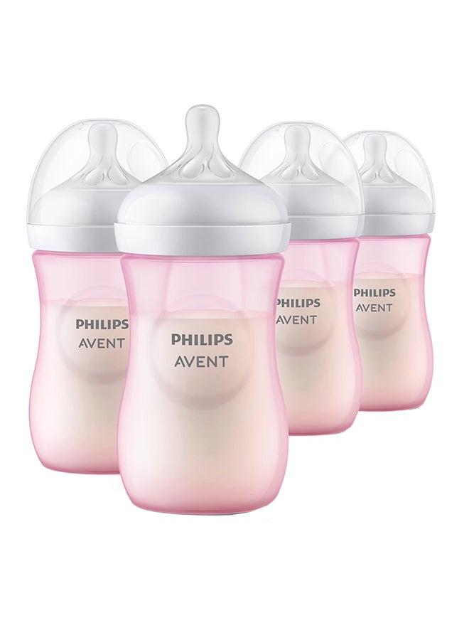 Natural Baby Bottle With Natural Response, Pink, 260ml, 1m+, 4 Pieces