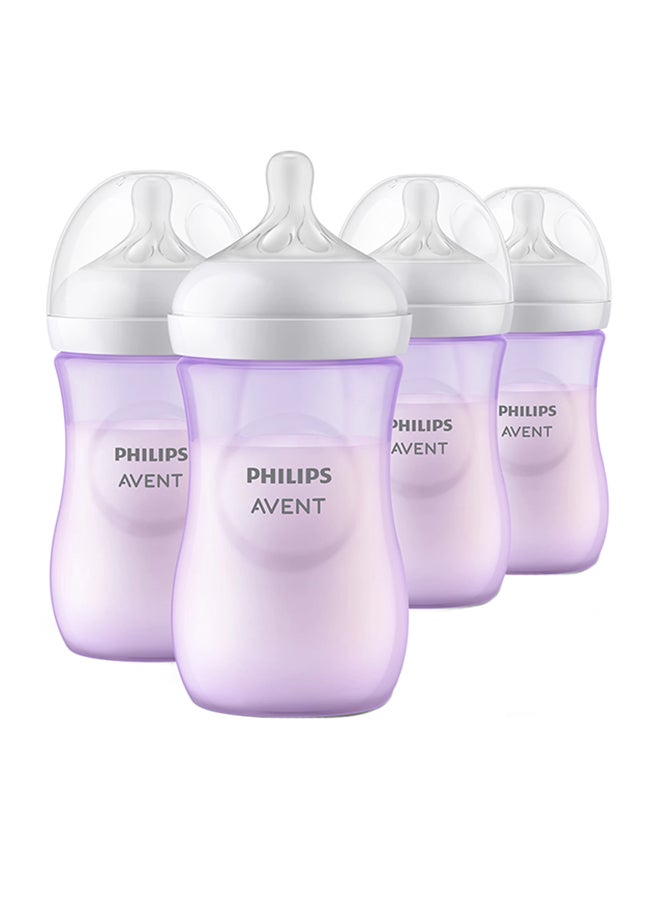 Natural Baby Bottle With Natural Response, Purple, 260ml, 1m+, 4 Pieces