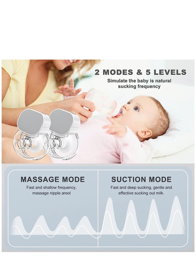 Breast Pump Comfortable and Painless Breast Pump Low Noise Breast Pump Wearable Breast Pump LCD Hands-Free Breast Pump Electric Breast Pump 2 pieces,Painless Breastfeeding Breast Pump Can Be Worn in-Bra