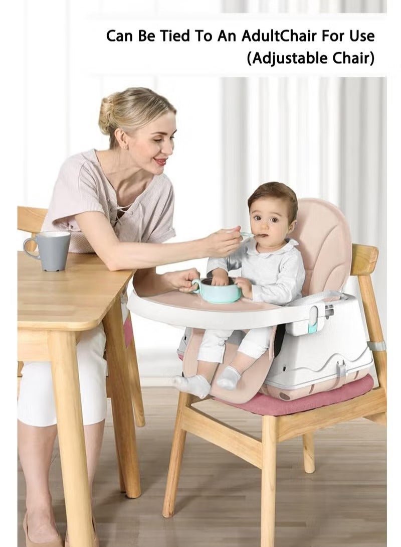 Baby High Chair, Portable Feeding Chair with Dining Tray, Height-Adjustable Toddler Dining Chair for Babies and Toddlers(Beige)