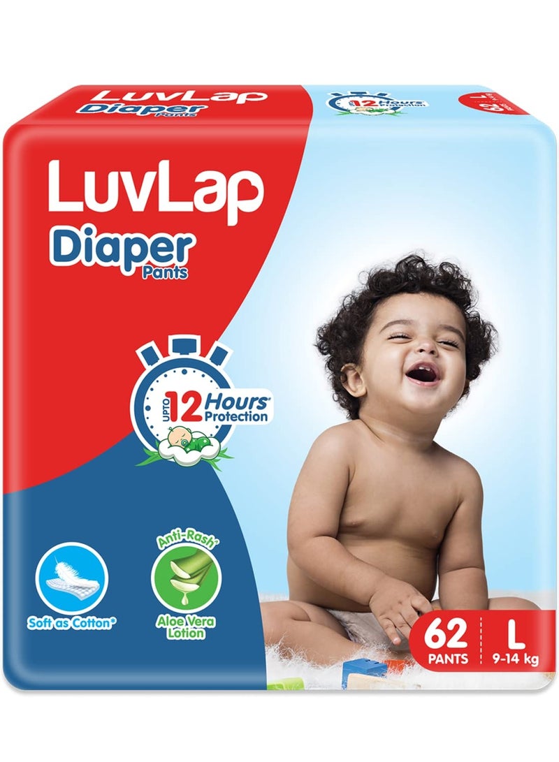 Baby Diaper Pants L Size Large with Aloe Vera Lotion for rash protection Pack of 32 Count with upto 12Hr protection For babies of 9 to 14Kg