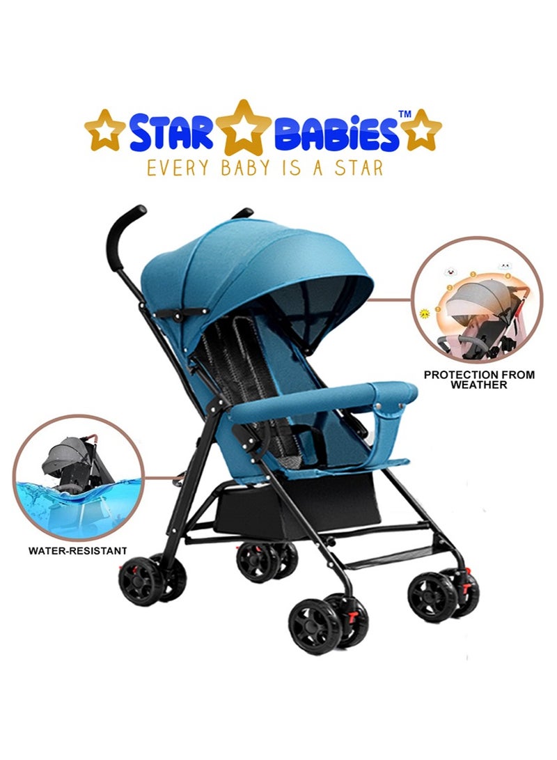 Star Babies - Buy 1 Get 1 (Lightweight Portable Infant Stroller W/ Compact Fold with Free 25pcs Disposable changing mat- Blue