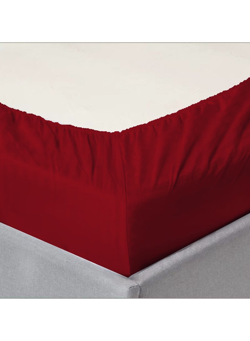 Cotton Tc180 Fitted Bed Sheets +  Pillow Covers, King/Queen/Double/Single Sizes, Color Maroon