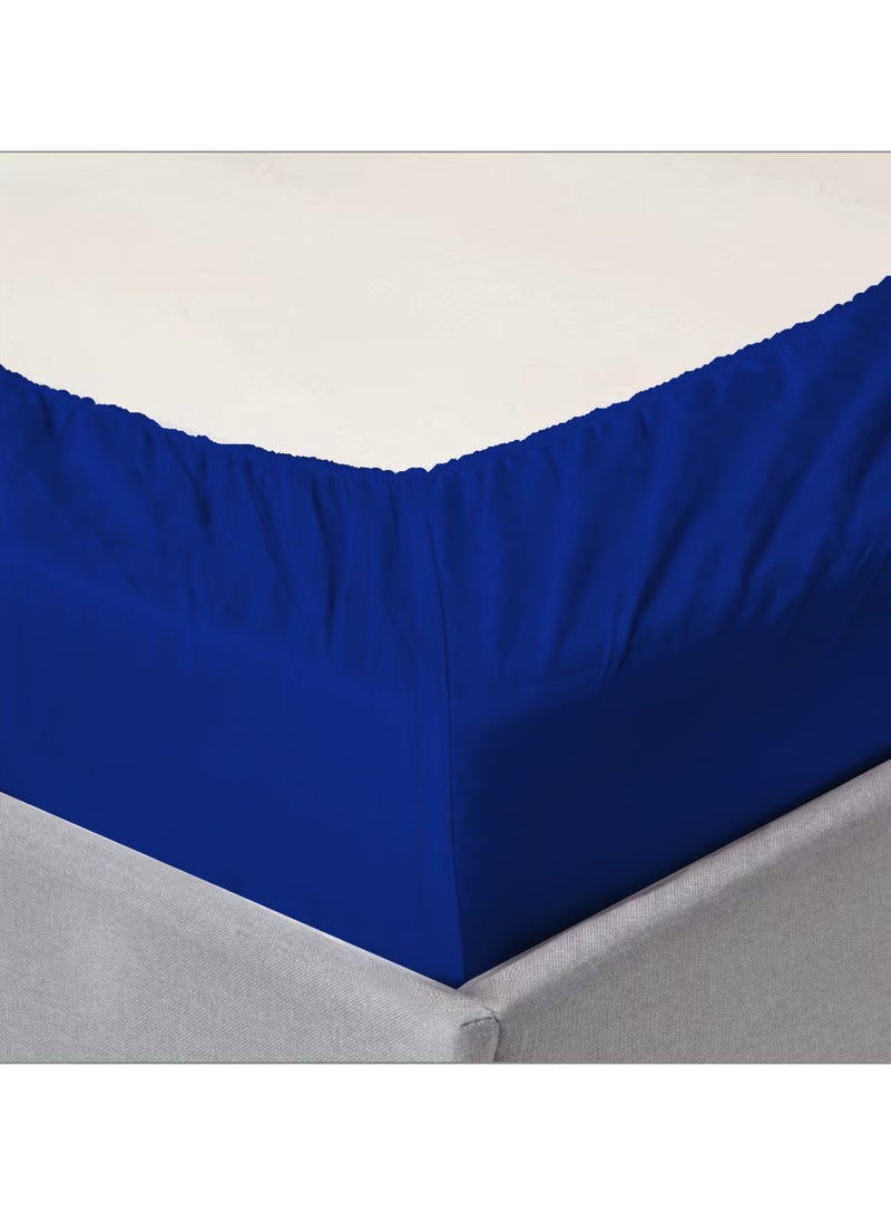 Cotton Tc180 Fitted Bed Sheets +  Pillow Covers, King/Queen/Double/Single Sizes, Color Blue