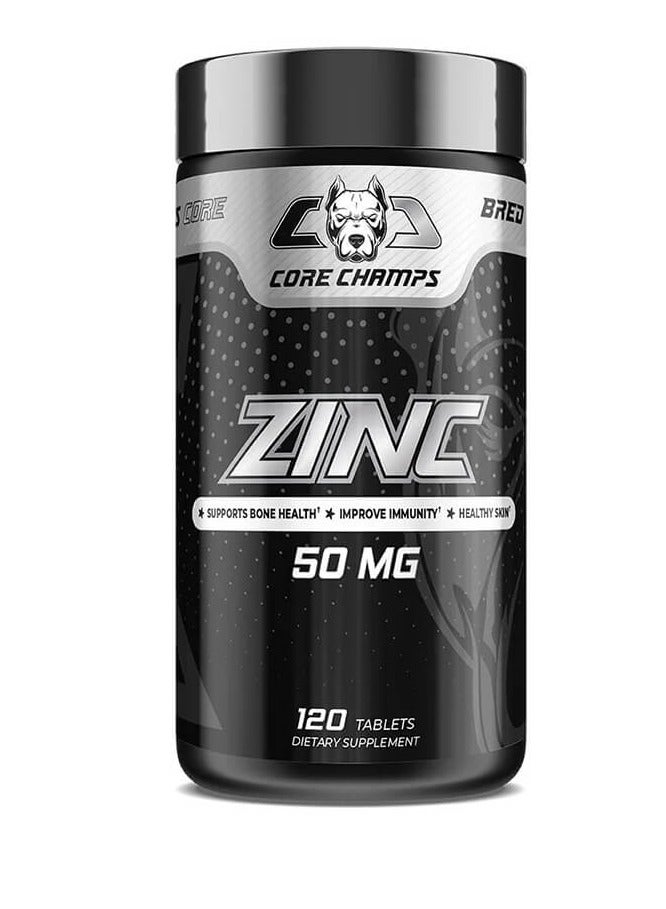 CORE CHAMPS, ZINC SUPPORTS,BONE HEALTH,50MG,120 TABLETS