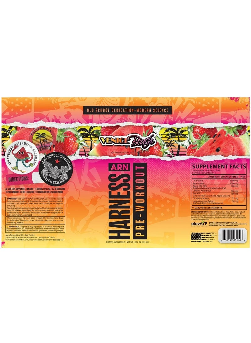 ARN Harness Pre-Workout Drink  Venice Beach Flavor 12 x 355ml