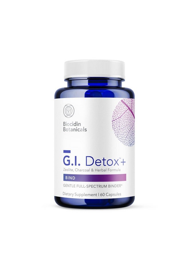 Biocidin G.I. Detox+ Gentle Binder - Activated Charoal, Zeolite & Aloe For Digestive Health - Supports The Gut Cleanse Detox Process - May Reduce Bloating & Gas (60 Capsules)