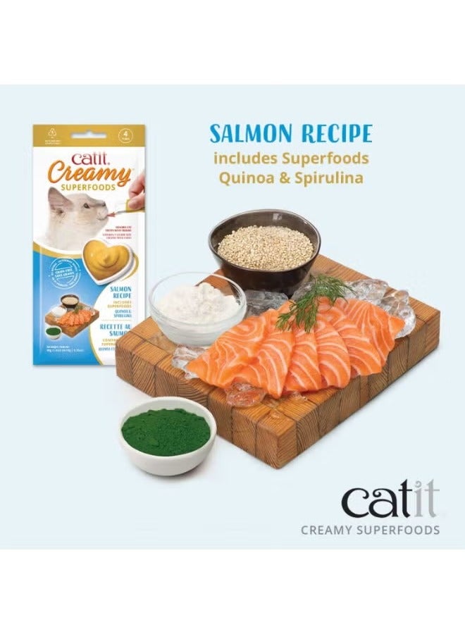 Catit Creamy Superfood Treats Salmon Recipe with Quinoa and Spirulina 12pk box