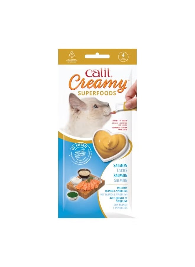 Catit Creamy Superfood Treats Salmon Recipe with Quinoa and Spirulina 12pk box