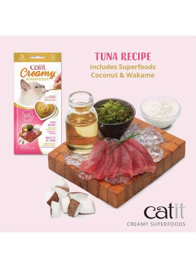 Catit Creamy Superfood Treats Tuna Recipe with Coconut and Wakame 12pk box